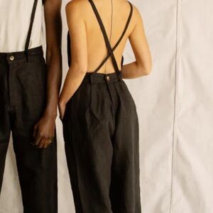 Womens Black High-Waist Suspender Pants TAKA size S